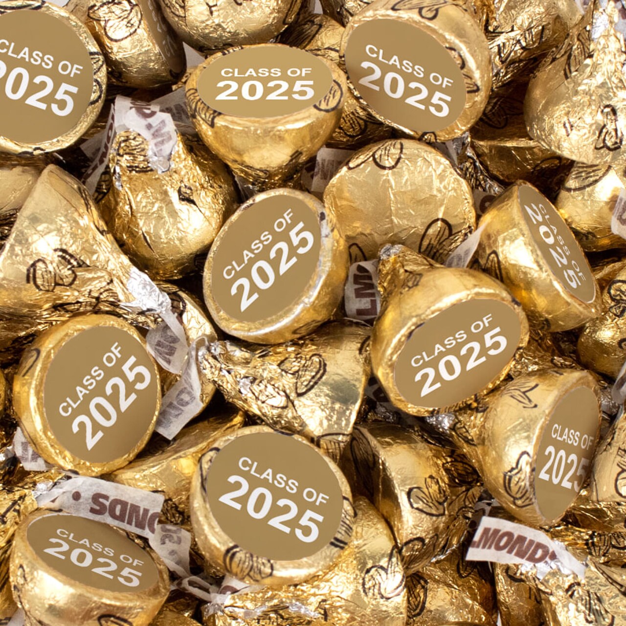 Gold Graduation Miniatures & Stickered Almond Kisses Assortment by Just Candy